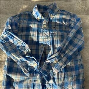 Vineyard Vines Kids Blue and White Plaid Button-Down Shirt